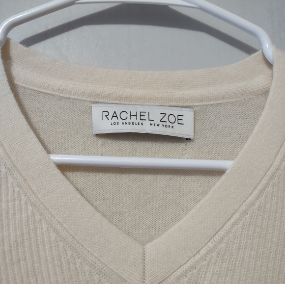 Rachel Zoe Cream Cashmere Asymmetrical Sweater Estimated Size S See Measurements - Picture 4 of 7